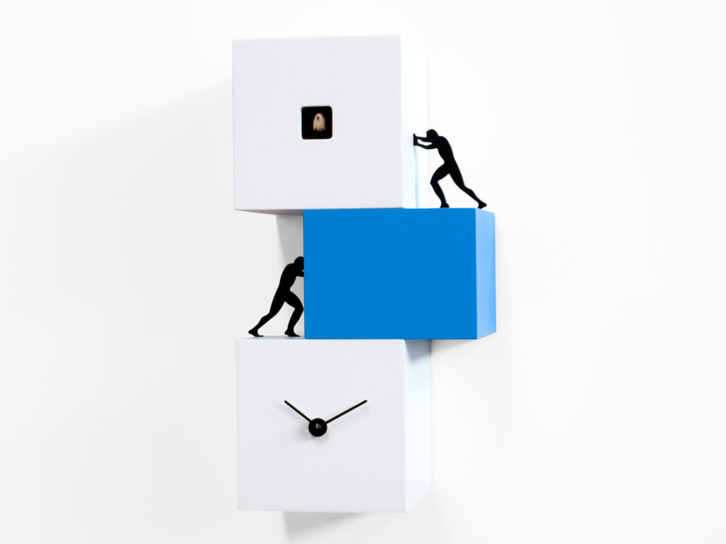 Progetti Wanduhr Strong cucù 2 white/light blue