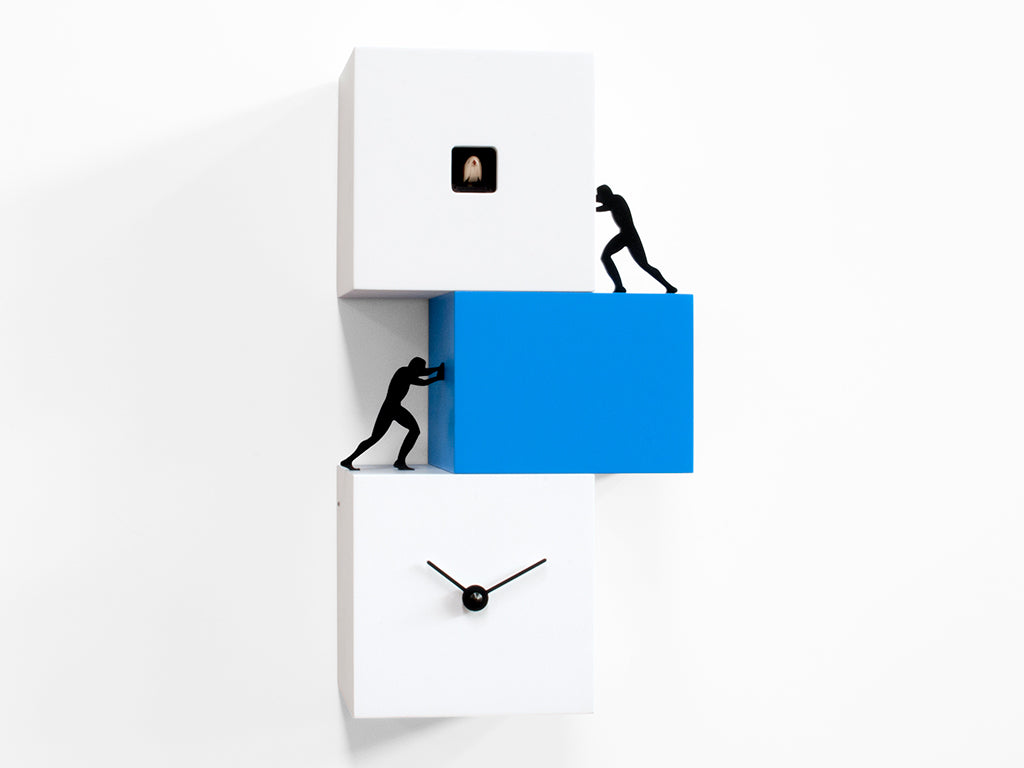 Progetti Wanduhr Strong cucù 2 white/light blue