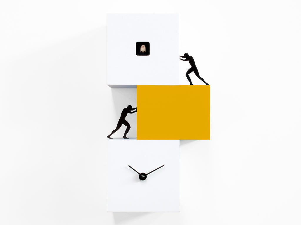 Progetti Wanduhr Strong cucù 2 white/yellow