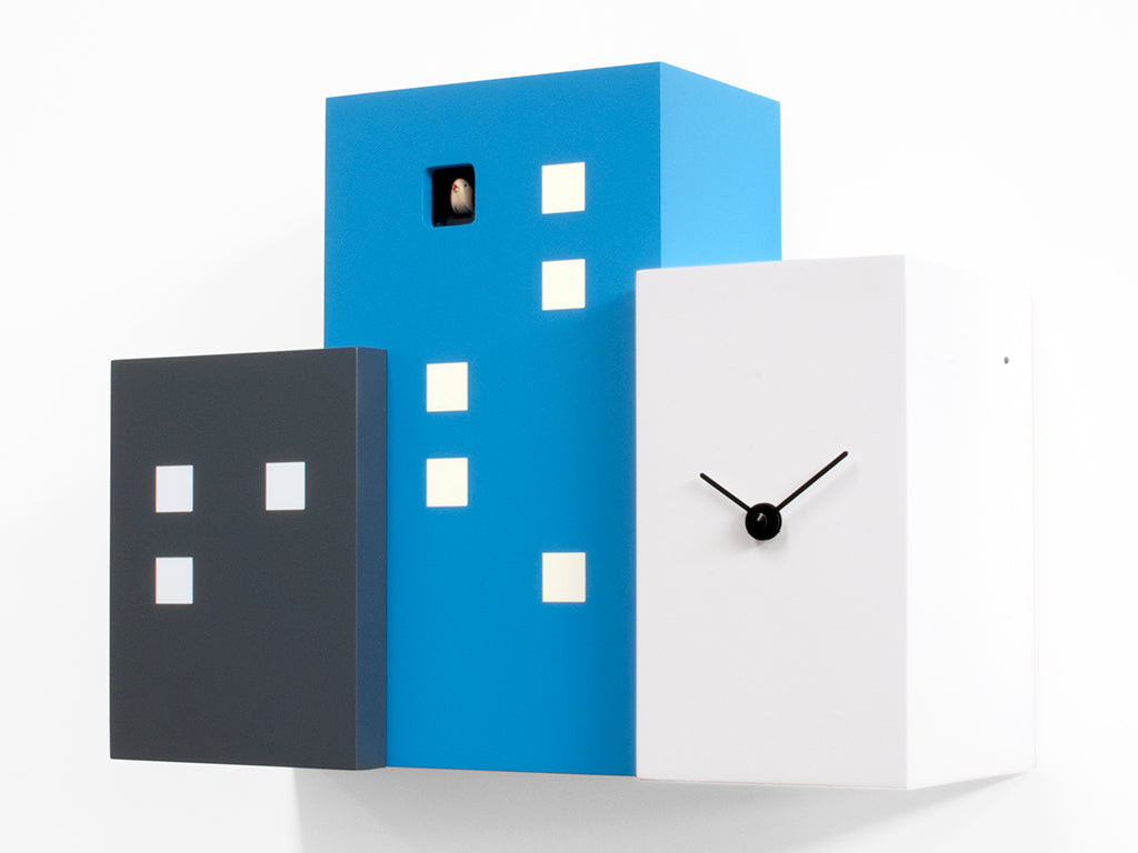 Progetti Wanduhr Walls cucù grey/light blue/white