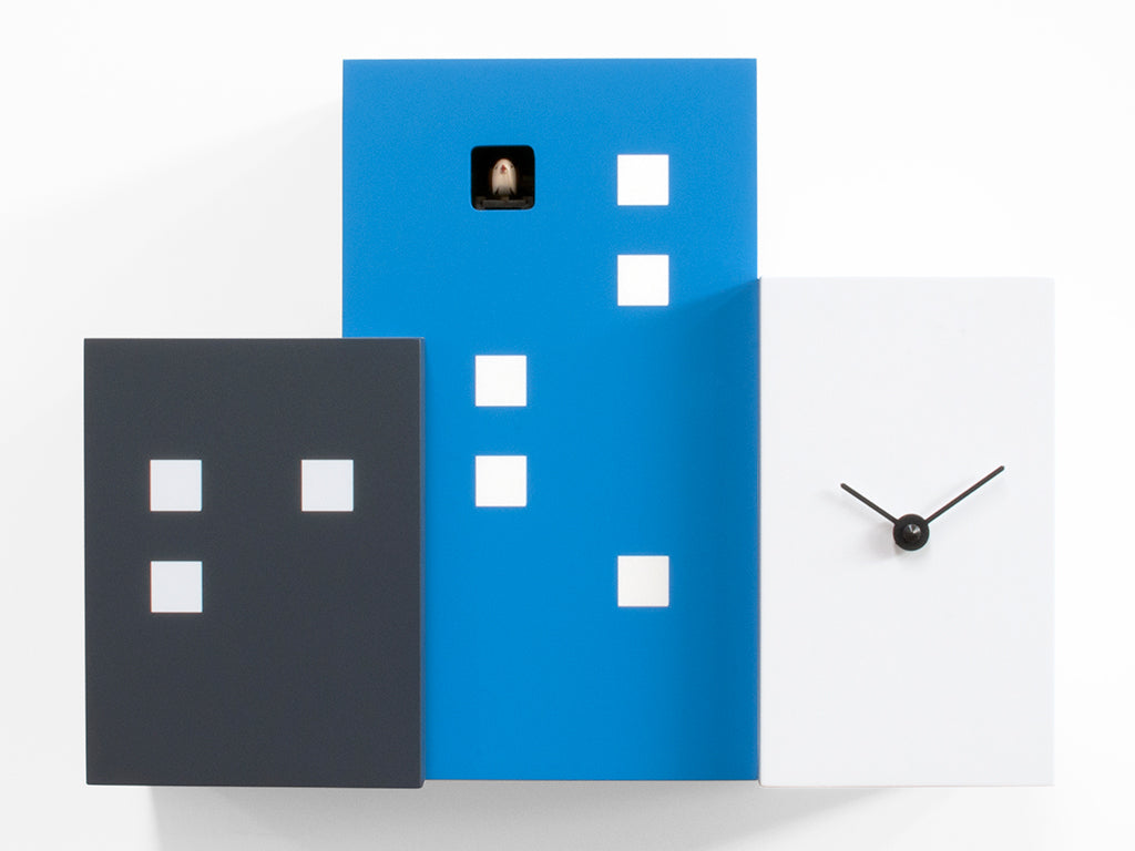 Progetti Wanduhr Walls cucù grey/light blue/white