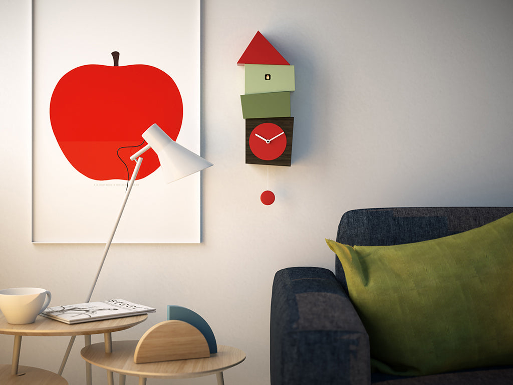 Progetti Wanduhr Crooked blue-yellow