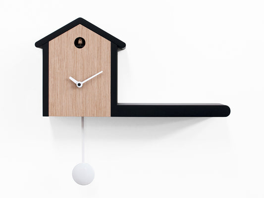 Progetti Wanduhr My House black/light wood