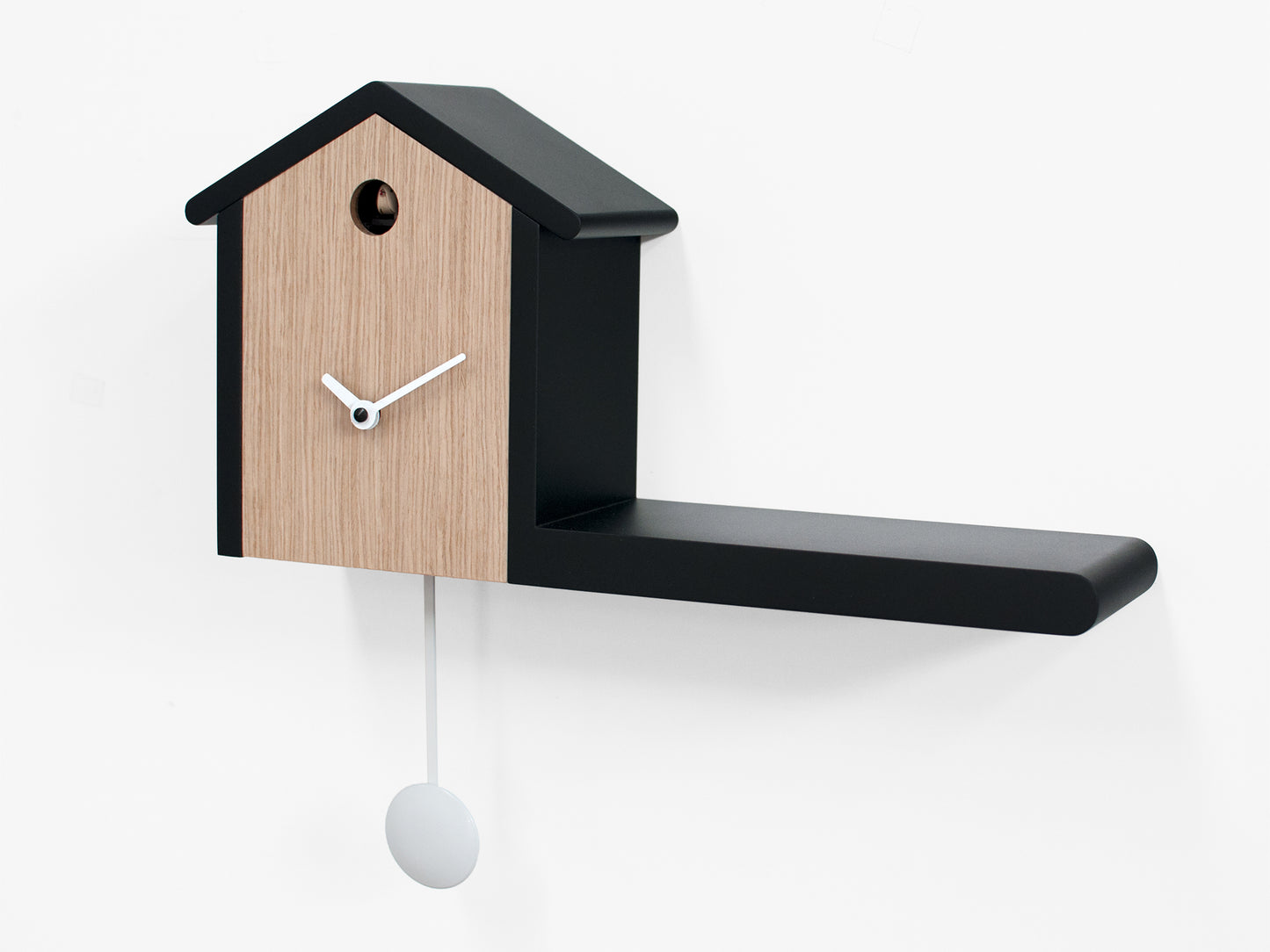 Progetti Wanduhr My House black/light wood