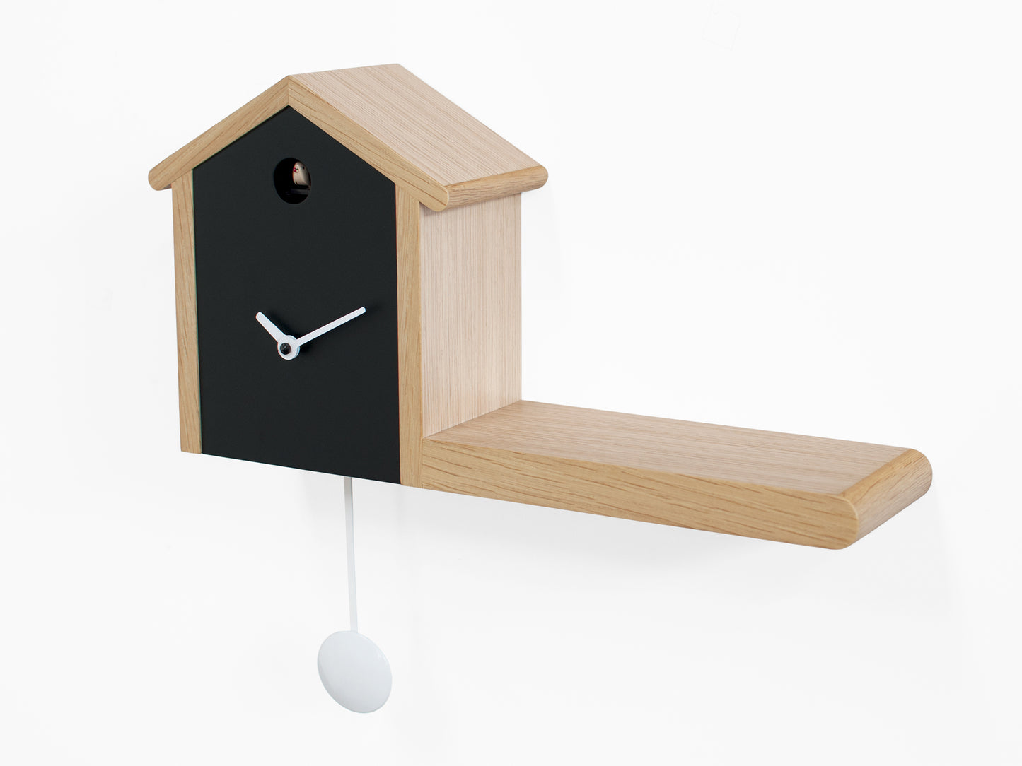 Progetti Wanduhr My House light wood/black