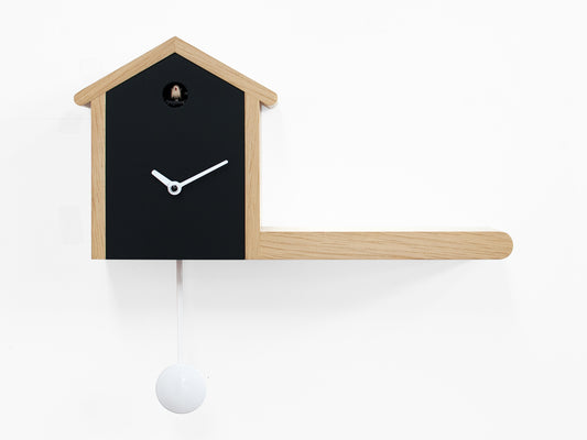 Progetti Wanduhr My House light wood/black