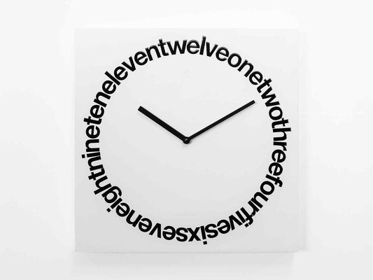 Progetti Wanduhr Dodici white (english writing)