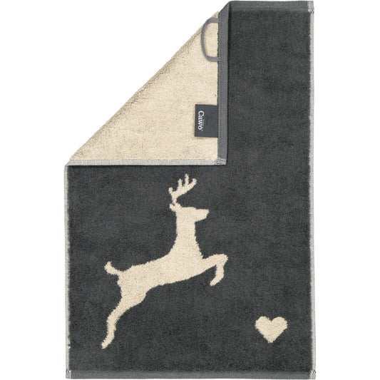 Cawö Gästetuch Alpenchic Edition Hirsche 6228 granit