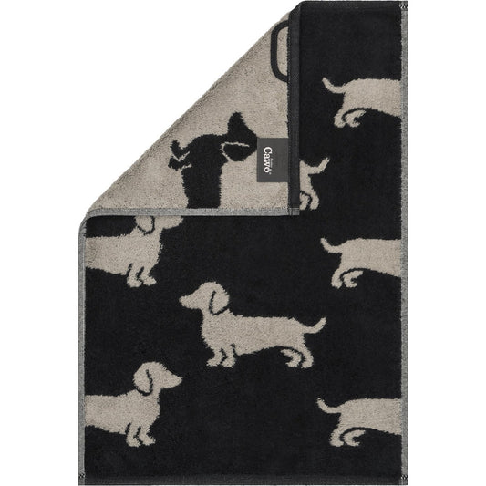 Cawö Gästetuch We love Dogs 6246 schwarz-beige