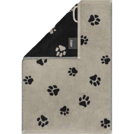 Cawö Gästetuch We love Dogs Paws 6247 schwarz-natur