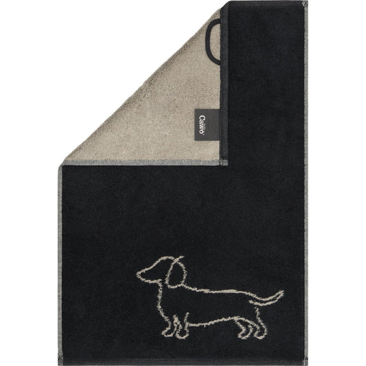 Cawö Gästetuch We love Dogs 6248 schwarz-beige