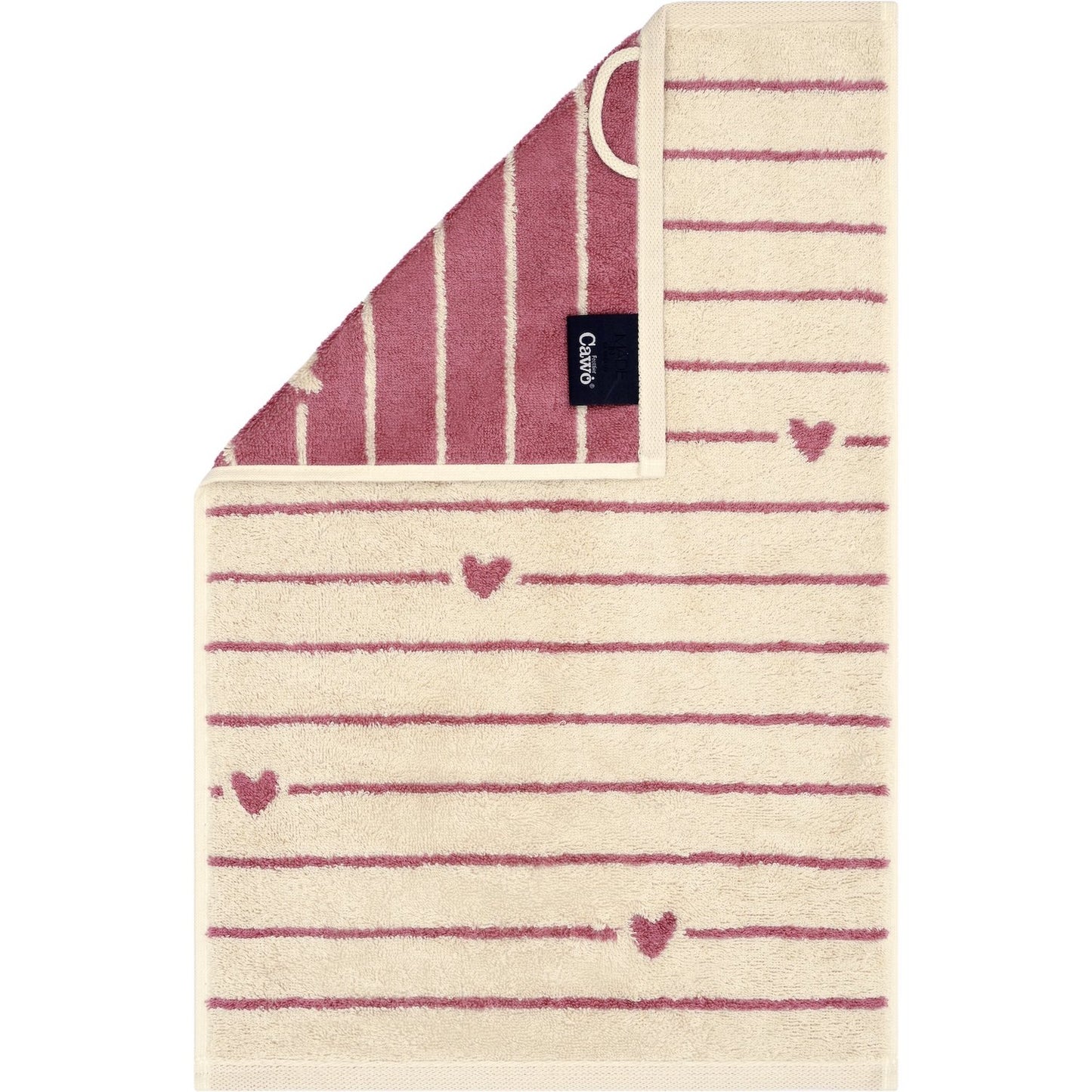 Cawö Gästetuch Heart Beats Lines & Hearts 6276 beere