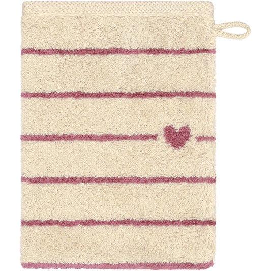 Cawö Waschhandschuh Heart Beats Lines & Hearts 6276 beere