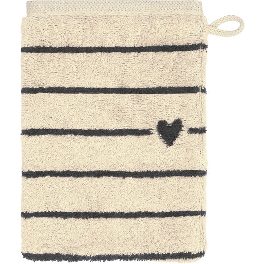 Cawö Waschhandschuh Heart Beats Lines & Hearts 6276 basalt