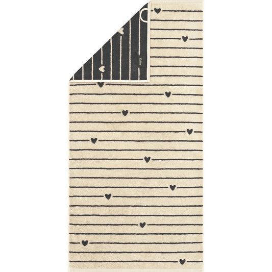 Cawö Duschtuch Heart Beats Lines & Hearts 6276 basalt