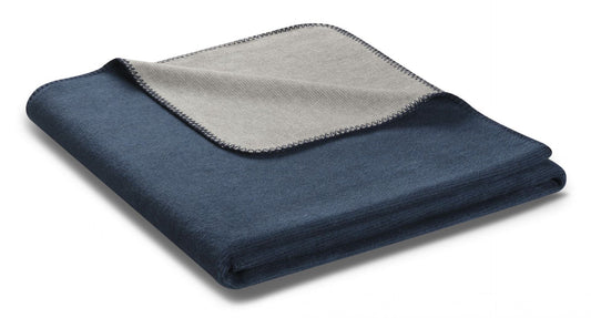 Biederlack Wohndecke Melange Doubleface 150x200 marineblau-silbergrau
