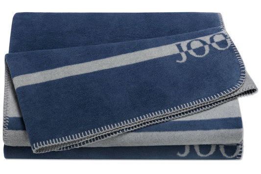 JOOP! Wohndecke Logo Stripes 150x200 cm blau