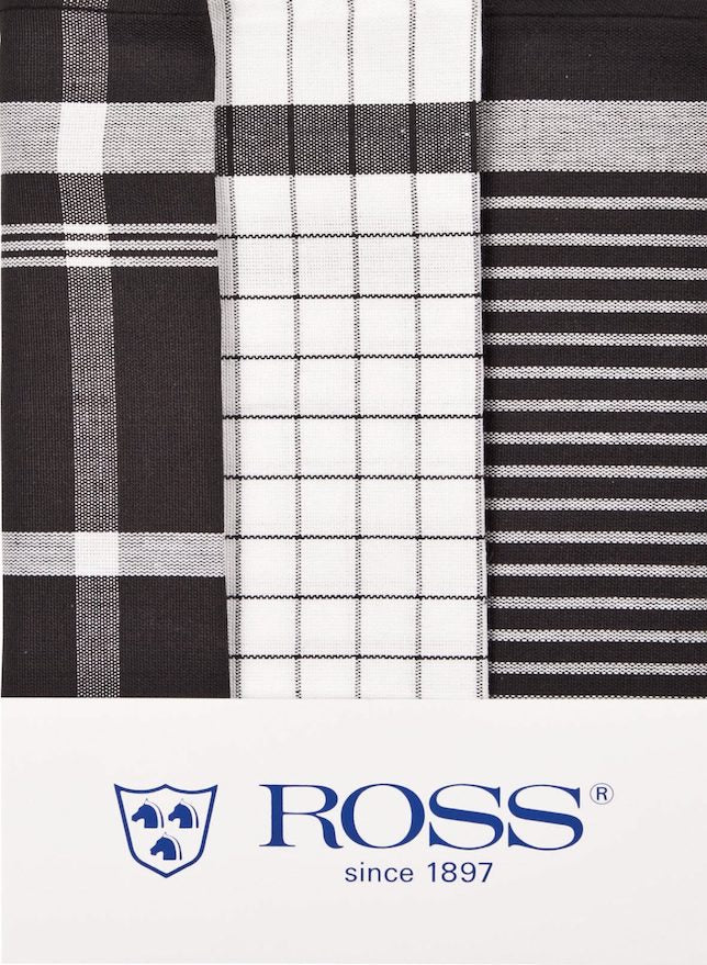 Ross 3er Pack Zwirn Halbleinen Geschirrtücher 915 Exclusiv schwarz
