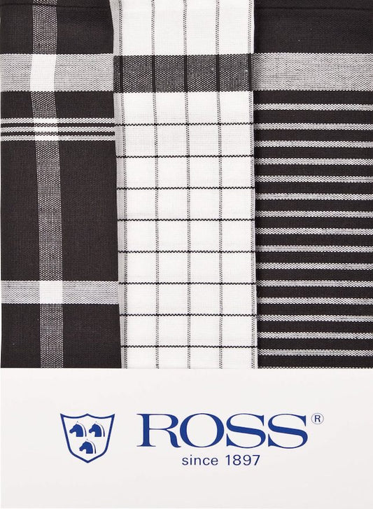 Ross 3er Pack Zwirn Halbleinen Geschirrtücher 915 Exclusiv schwarz