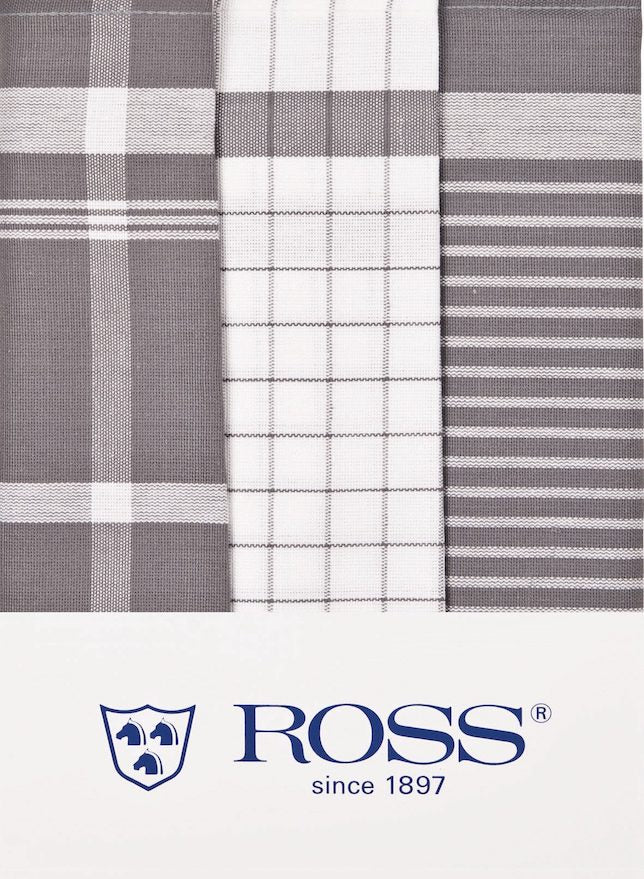 Ross 3er Pack Zwirn Halbleinen Geschirrtücher 915 Exclusiv silber