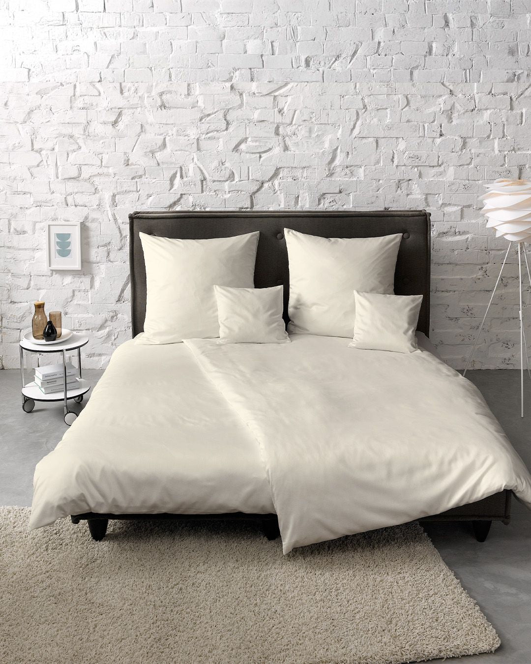 fleuresse Mako-Satin Bettwäsche Colours Uni 200x220 creme