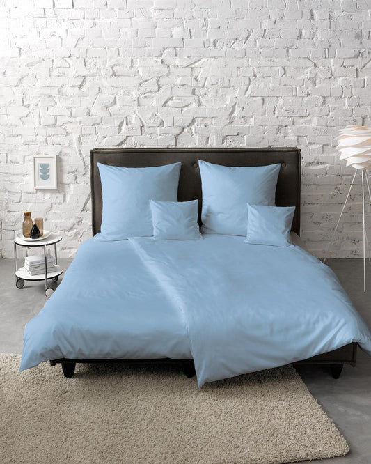 fleuresse Mako-Satin Bettwäsche Colours Uni 240x220 mittelblau