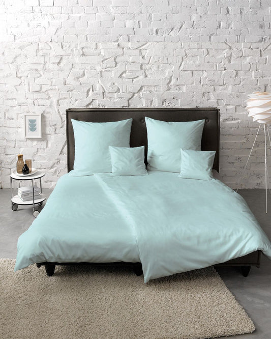 fleuresse Mako-Satin Bettwäsche Colours Uni 200x200 eisblau