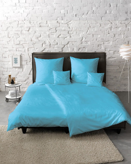 fleuresse Mako-Satin Bettwäsche Colours Uni 240x220 meeresblau