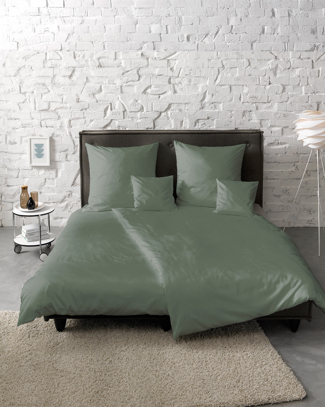 fleuresse Mako-Satin Bettwäsche Colours Uni 155x200 salbei