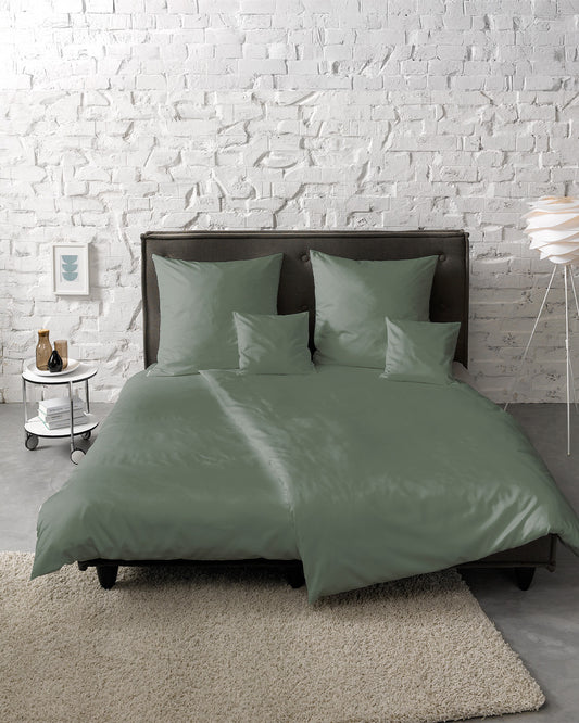 fleuresse Mako-Satin Bettwäsche Colours Uni 155x200 salbei