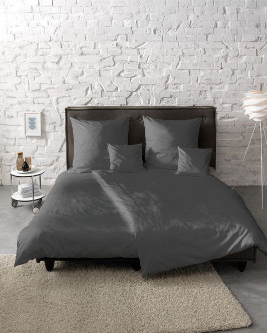 fleuresse Mako-Satin Bettwäsche Colours Uni 240x220 anthrazit