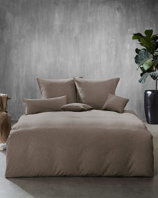 fleuresse Flanell Bettwäsche Lech 603089 135x200 taupe