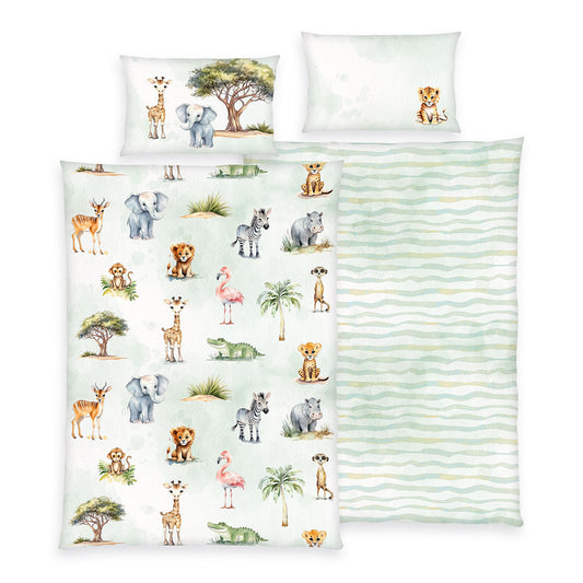 Herding Flanell Bettwäsche Safari 100/135 cm bunt