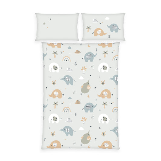 Herding Flanell Bettwäsche Elephants 100/135 cm bunt