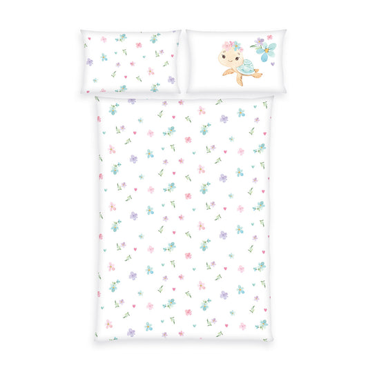 Herding Flanell Bettwäsche Little Turtle 100/135 cm bunt