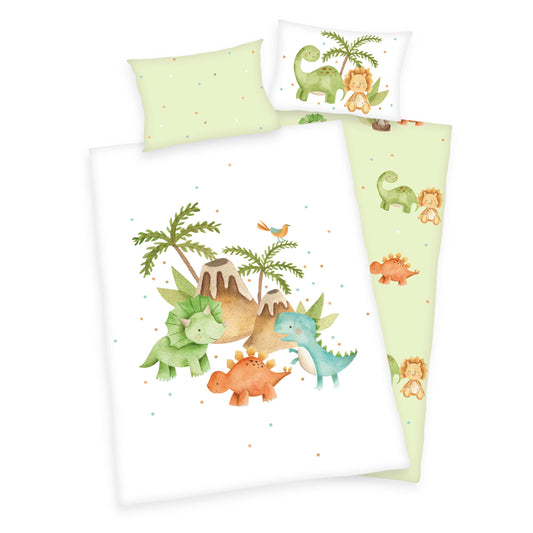 Herding Flanell Bettwäsche Dinos 100/135 cm bunt