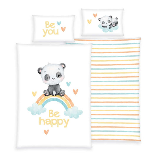 Herding Flanell Bettwäsche Regenbogen Panda 100/135 cm bunt